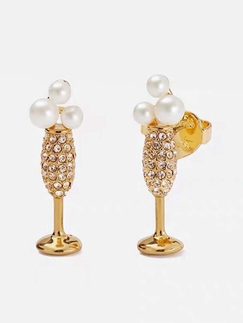 kate spade new york Cheers To That Studs Pearl Crystal Drop Earrings in Gold &